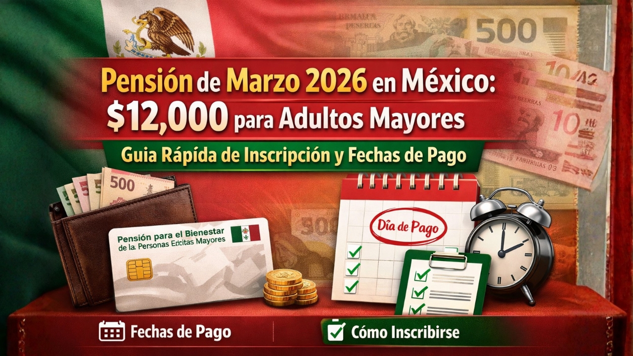 Pensión de Marzo 2026 en México: $12,000 para Adultos Mayores – Guía Rápida de Inscripción y Fechas de Pago